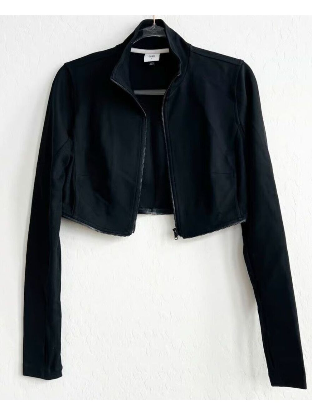 Cabi Cropped Athletic Full Zip-Up Jacket In Black - Women's Small